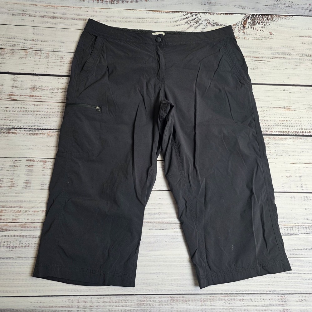 LL Bean Cargo Pants Womens Petite 16 Black Cropped Trail Hiking Outdoor 300440